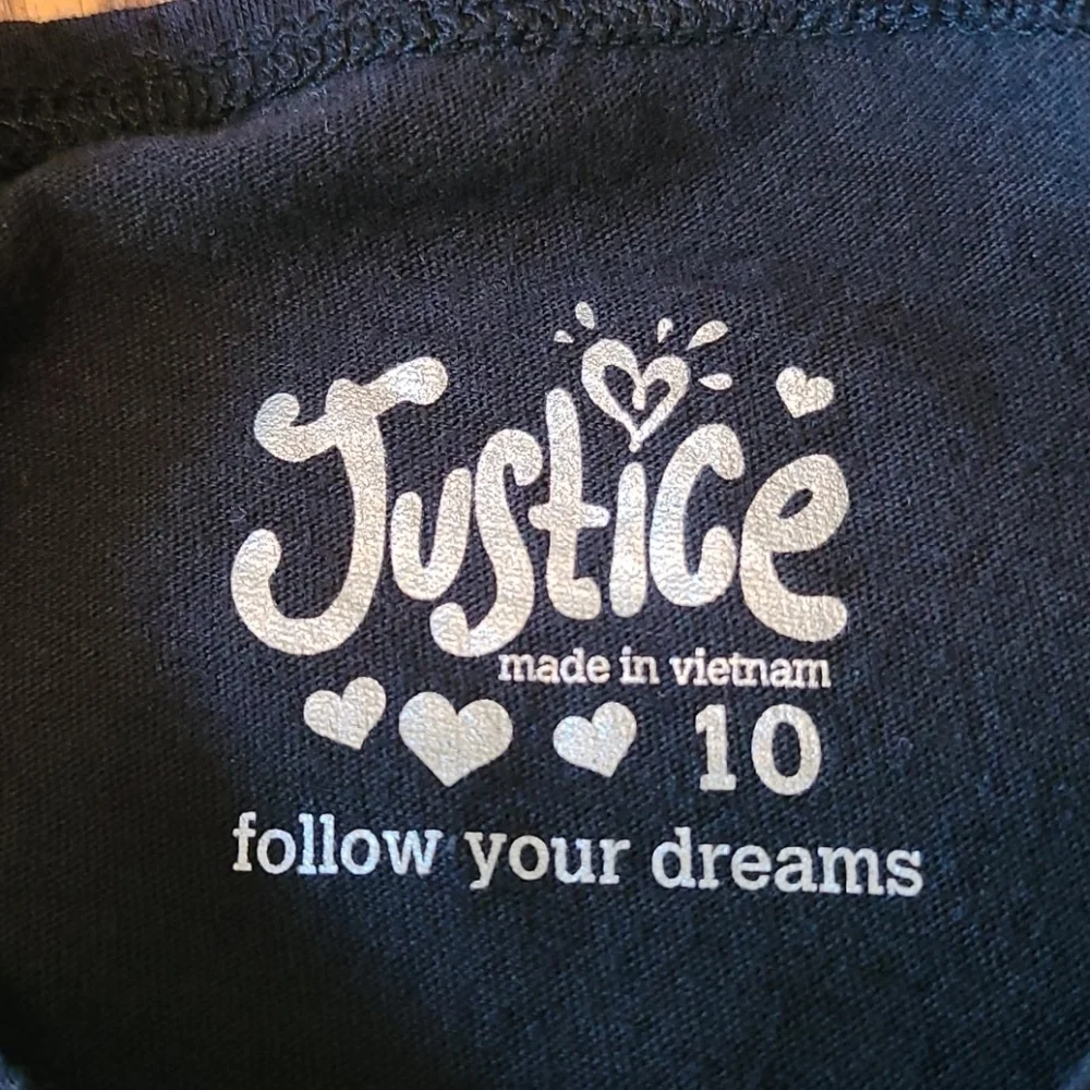 Justice PEACE Black Short Sleeved Shirt - Size 10